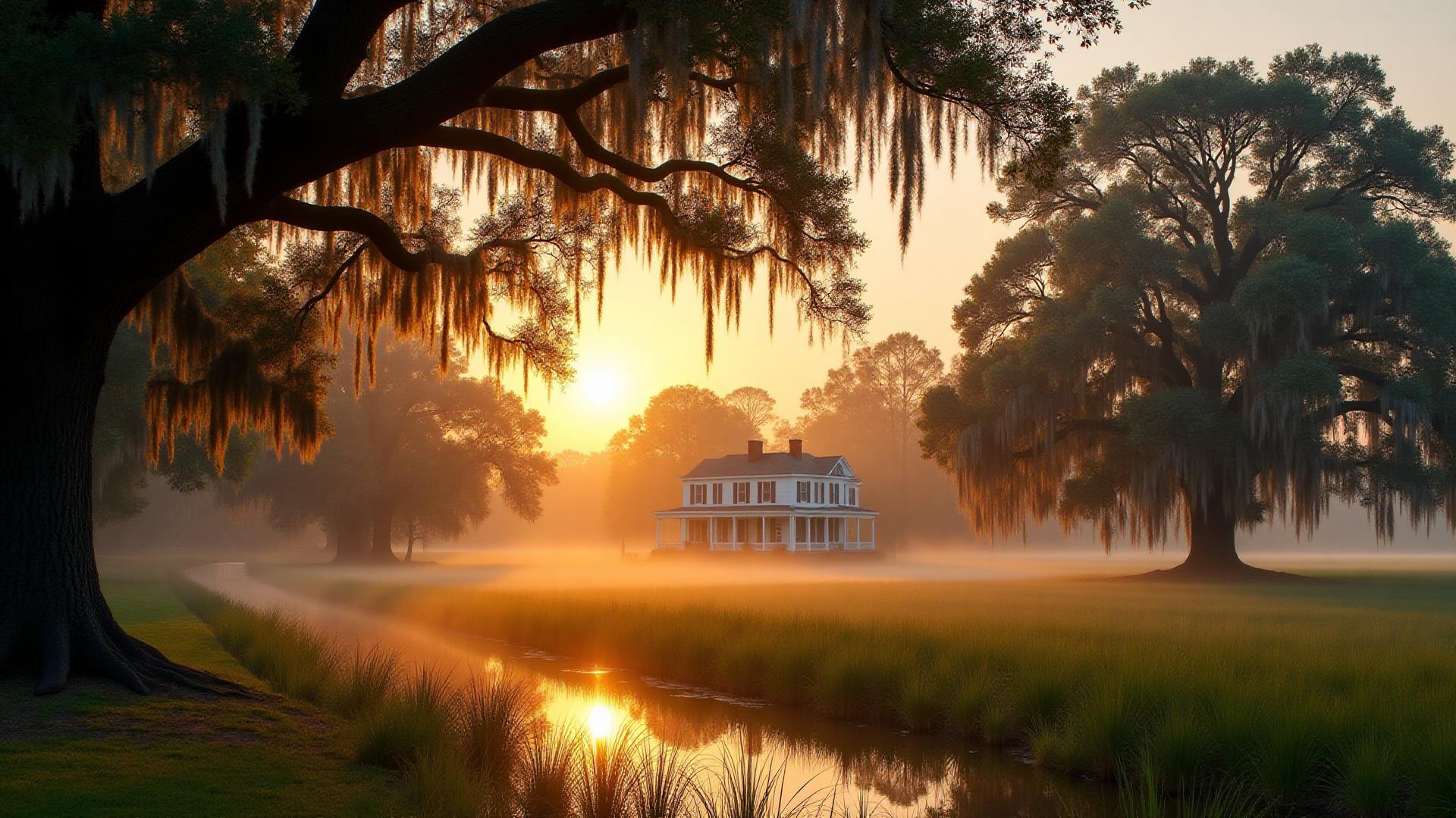 South Carolina Lowcountry landscape with historic homestead