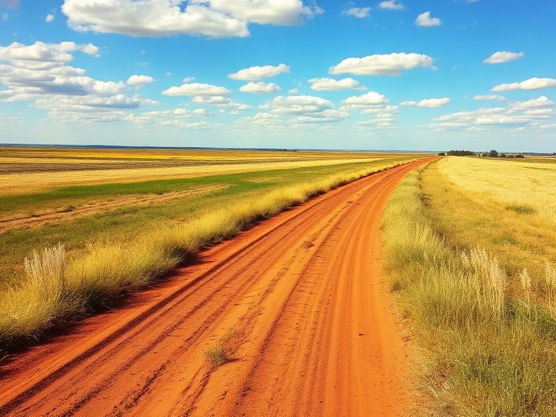 Oklahoma prairie land with red dirt road