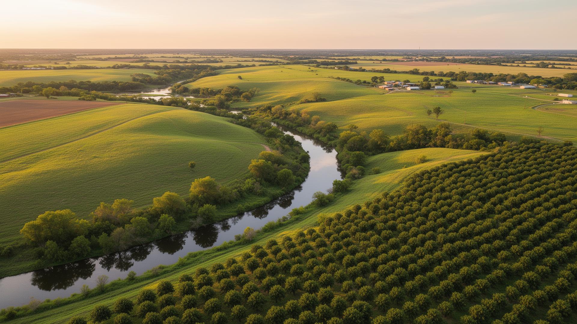 Okmulgee County Oklahoma landscape with Deep Fork River