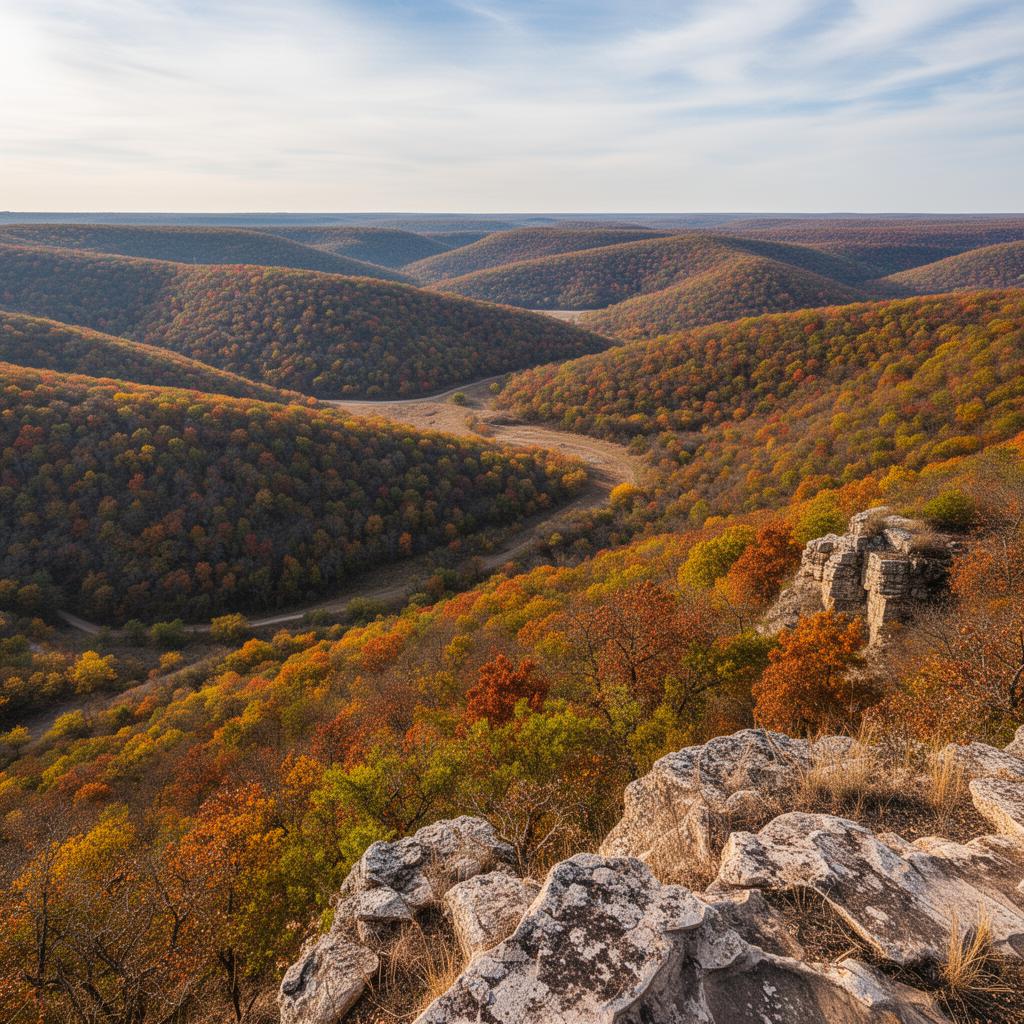Osage Hills scenic overlook in Osage County Oklahoma