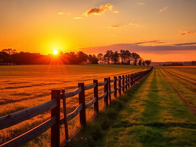 Pike County Alabama farmland at sunset