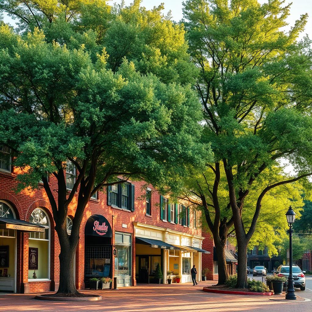 Historic downtown Cedartown, Georgia with brick storefronts