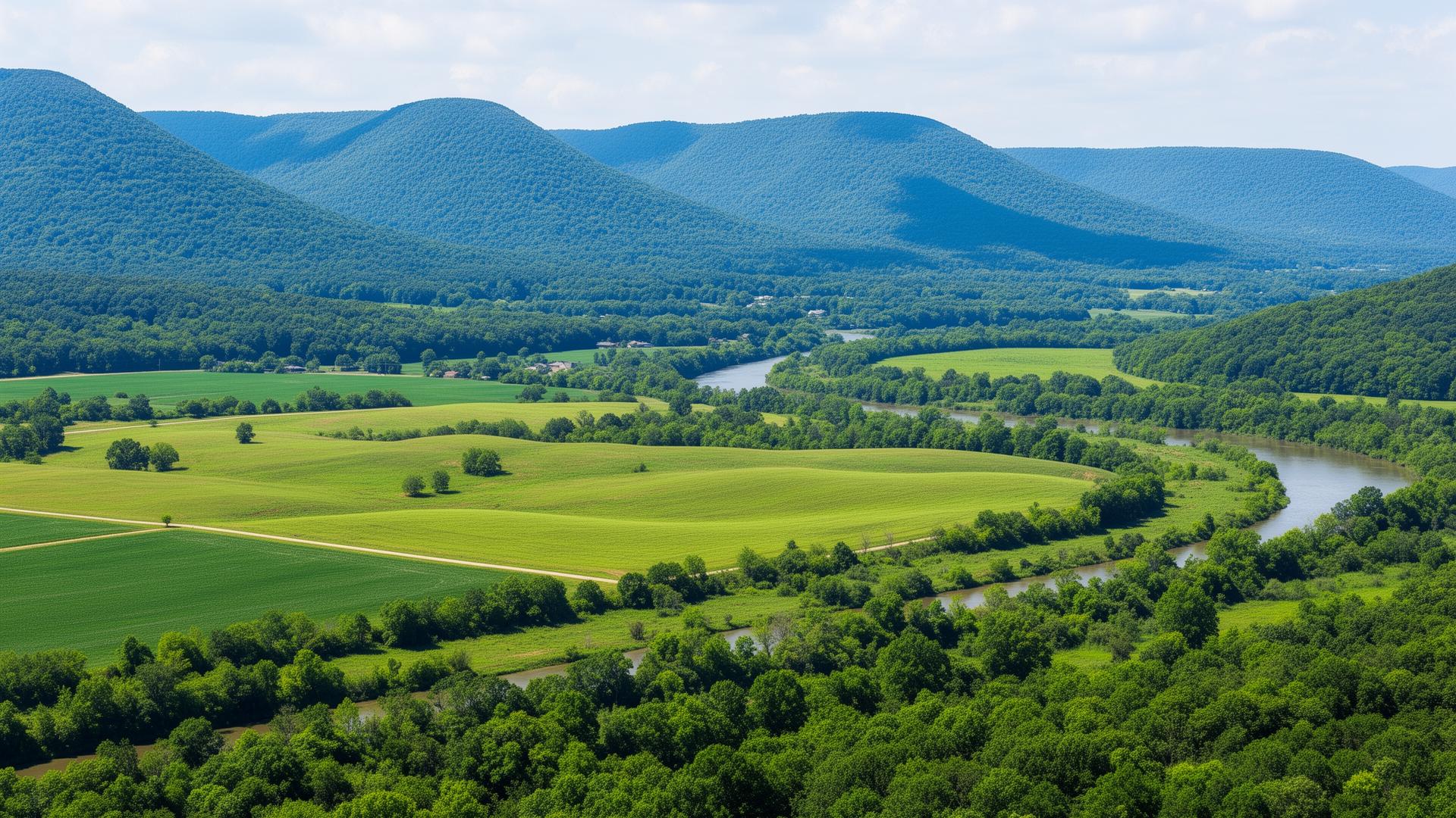 Pope County Arkansas landscape with Arkansas River Valley