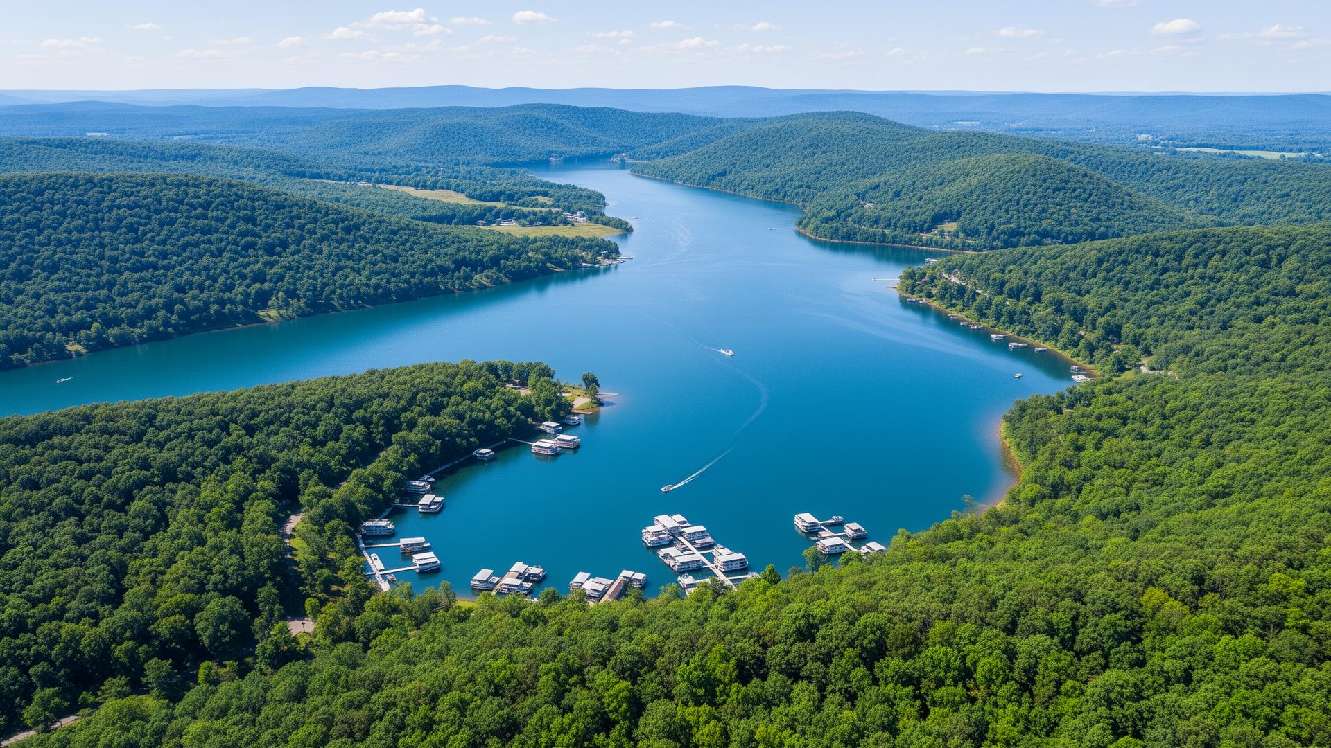 Lake Cumberland in Pulaski County Kentucky with houseboats and marinas