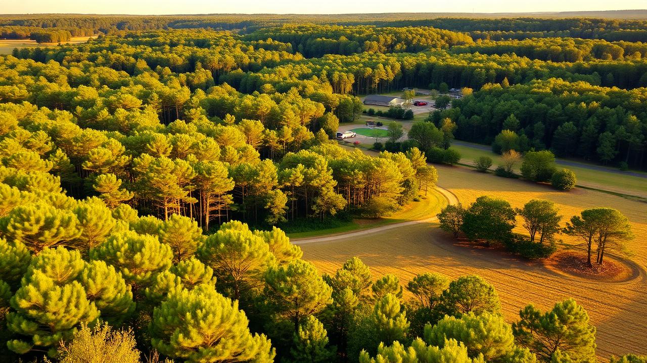Pine forest and farmland in Richmond County, Georgia