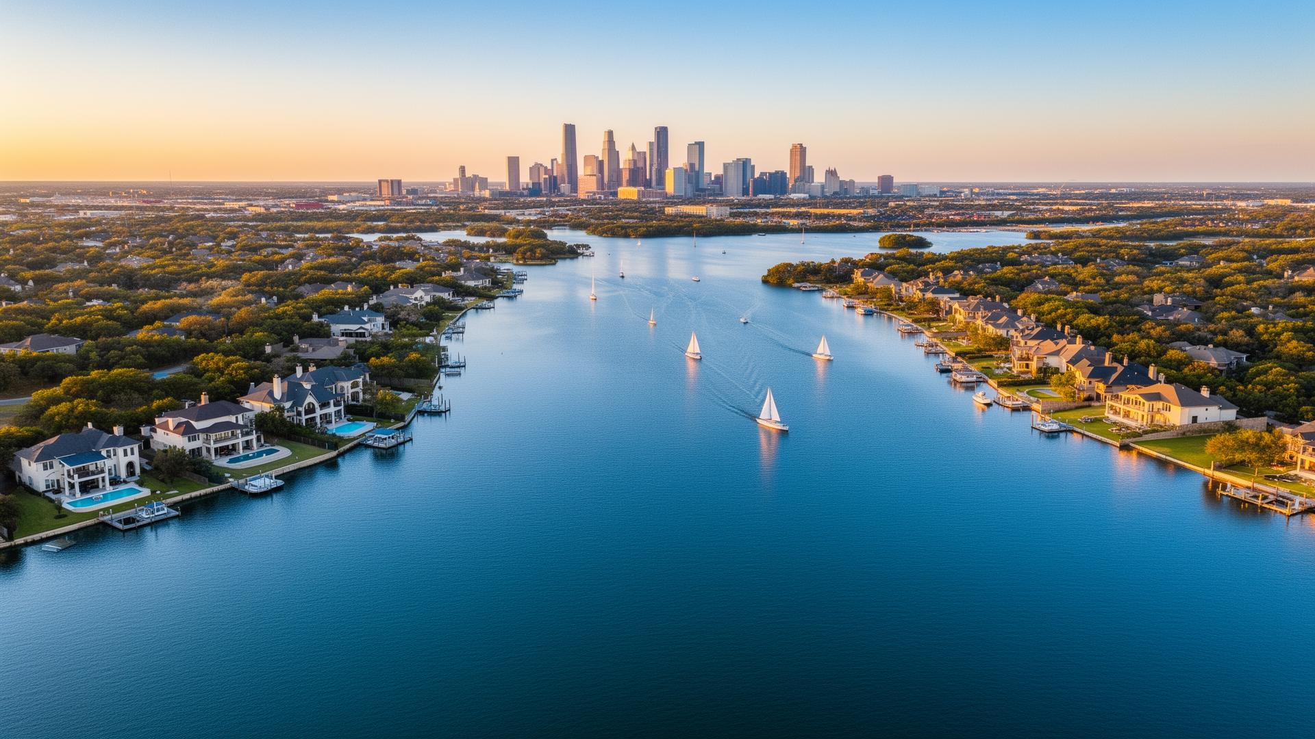 Lake Ray Hubbard and Rockwall County Texas aerial view