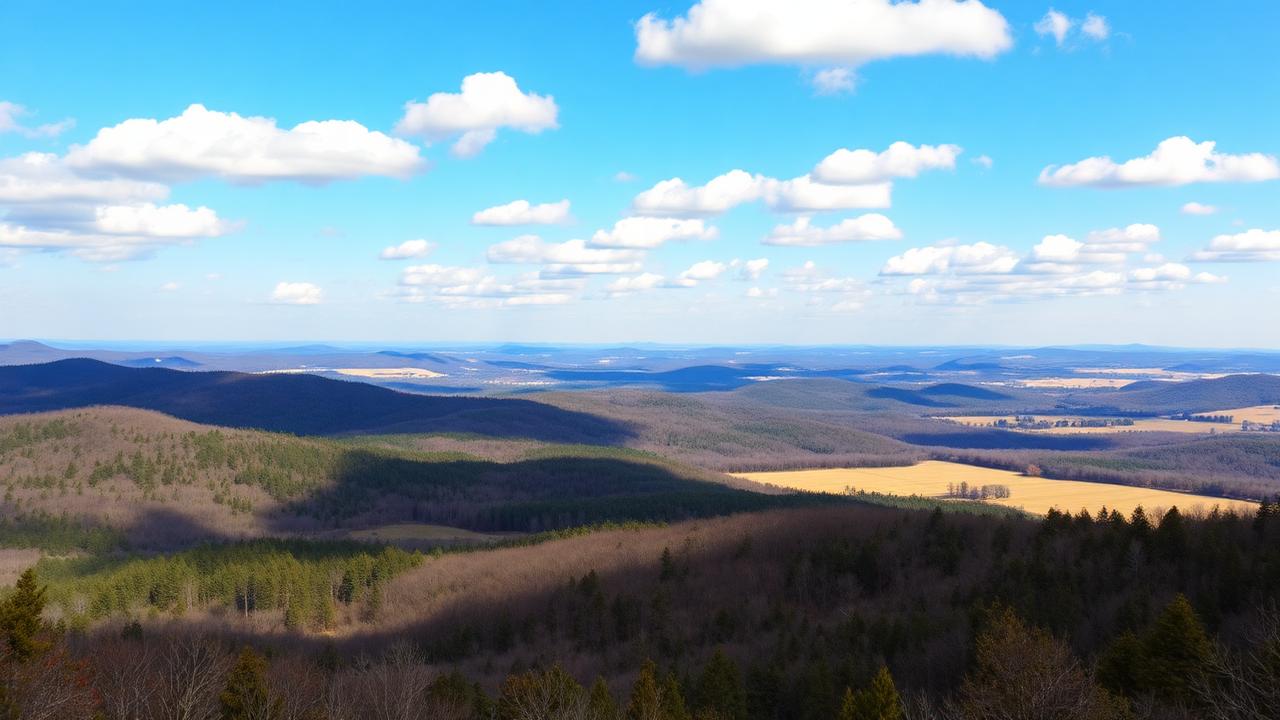 Scenic Saline County Arkansas landscape with rolling hills