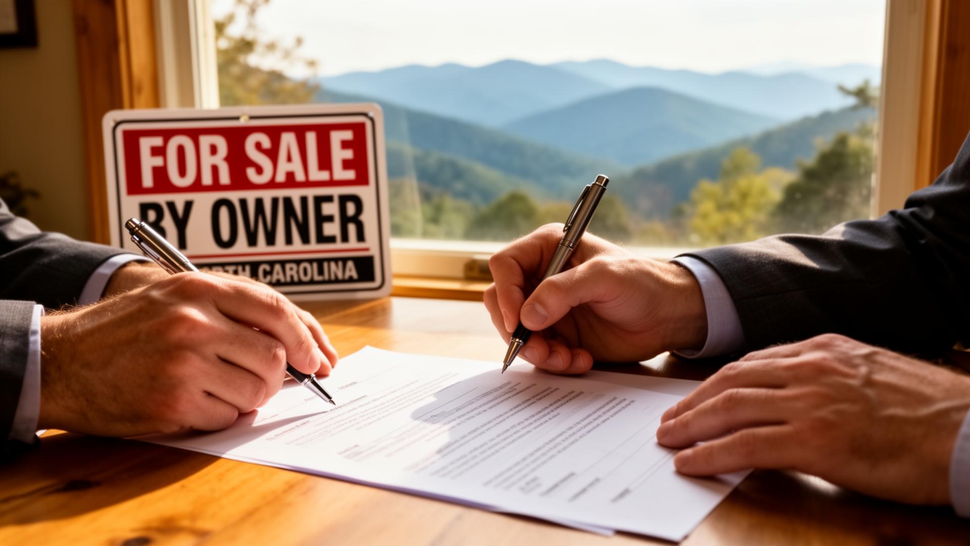 Signing land sale documents for a for sale by owner transaction in North Carolina