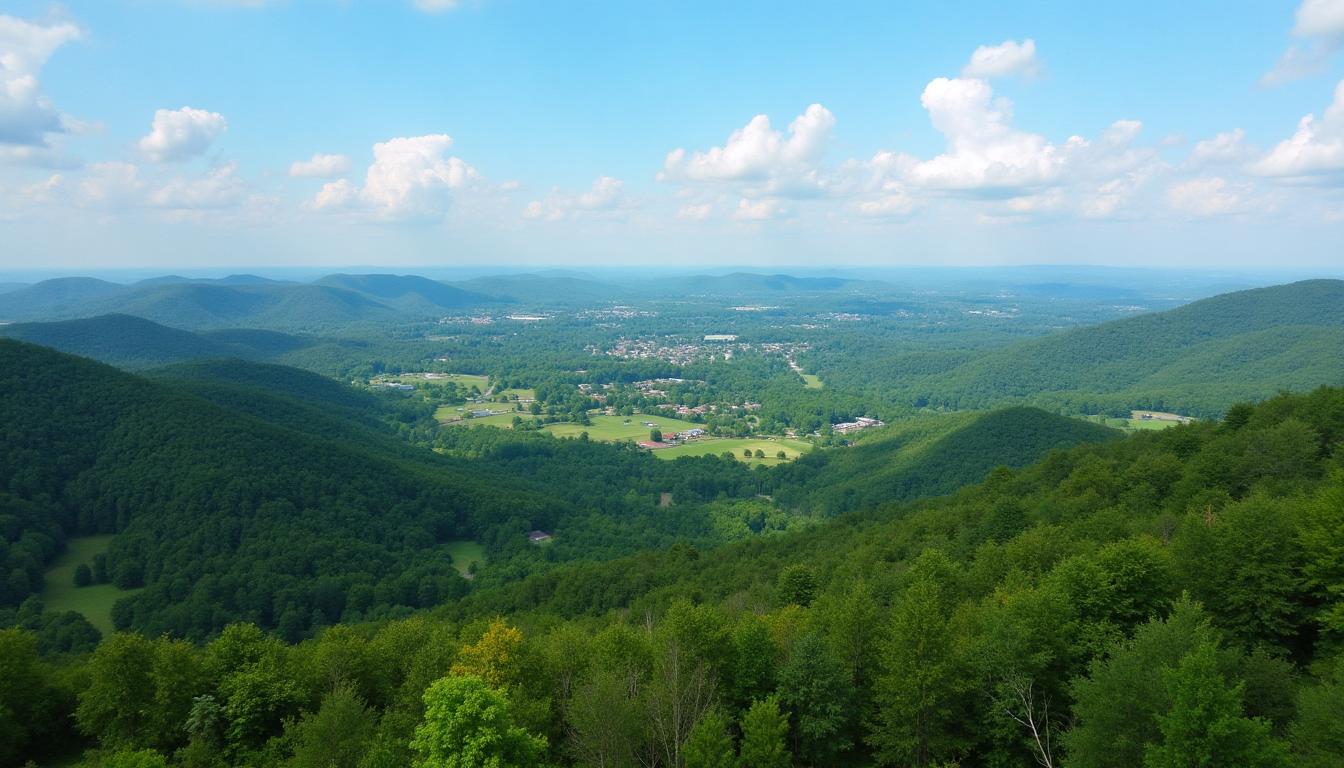 Scenic view of Shelby County Alabama rolling hills and forests
