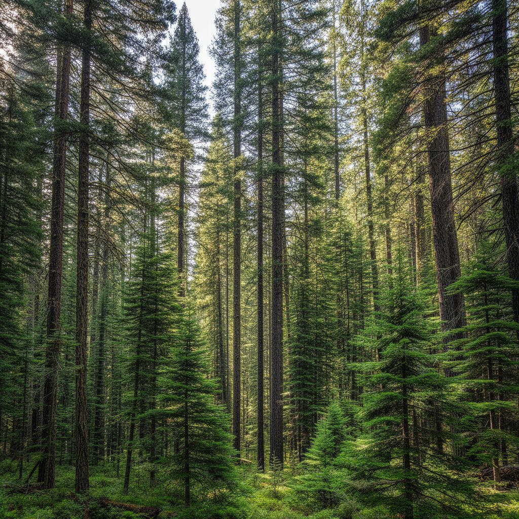 Dense evergreen forest in Siskiyou County wilderness