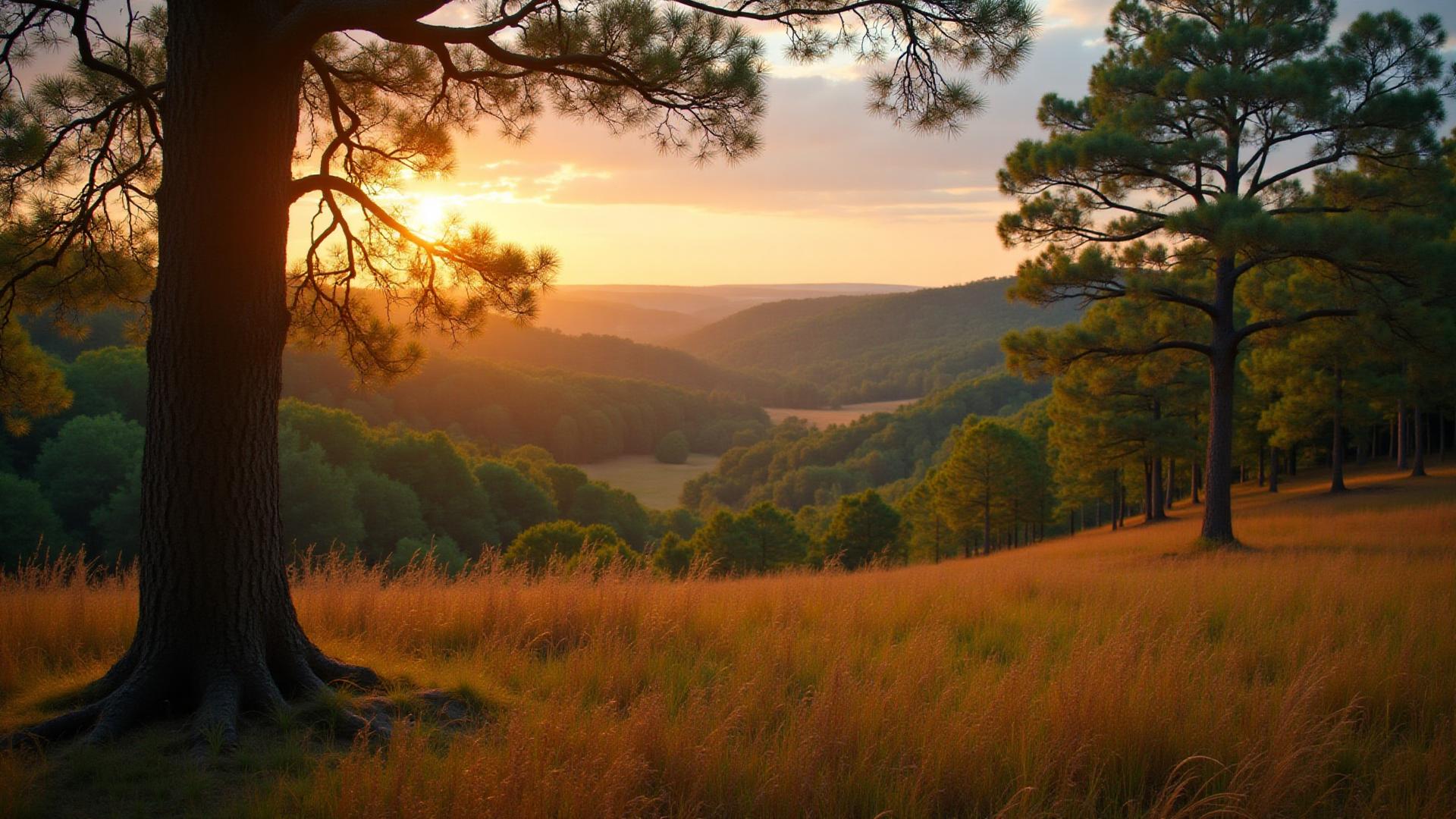Beautiful Aiken, South Carolina land with pine trees and rolling hills