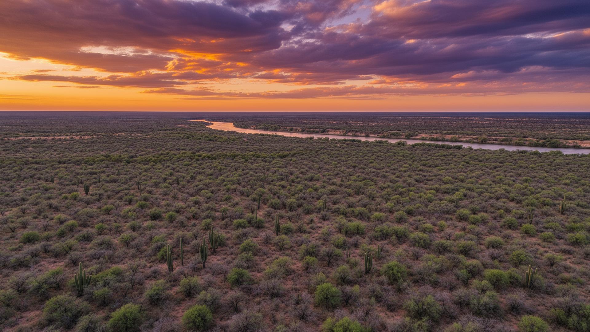 South Texas brush country and Rio Grande in Starr County
