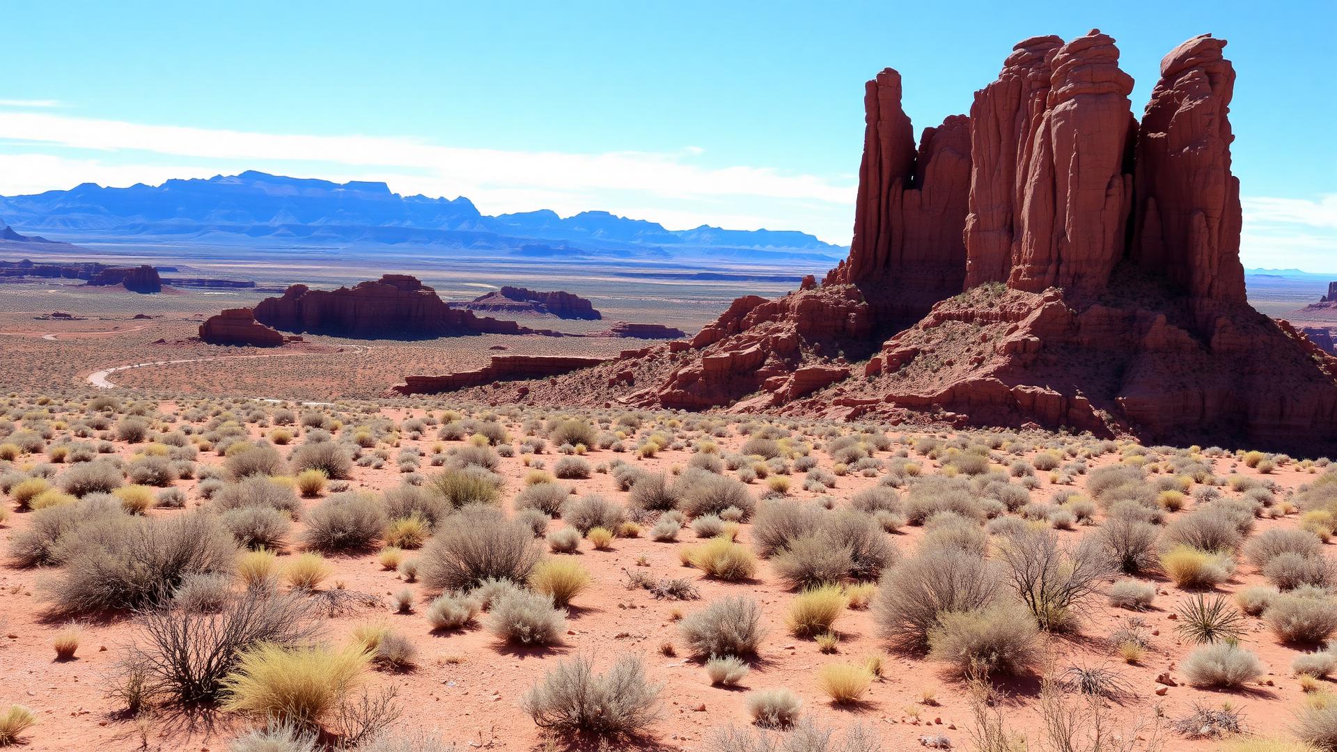Vast Nevada desert landscape with red rock formations and distant mountains — land for sale across all 17 Nevada counties