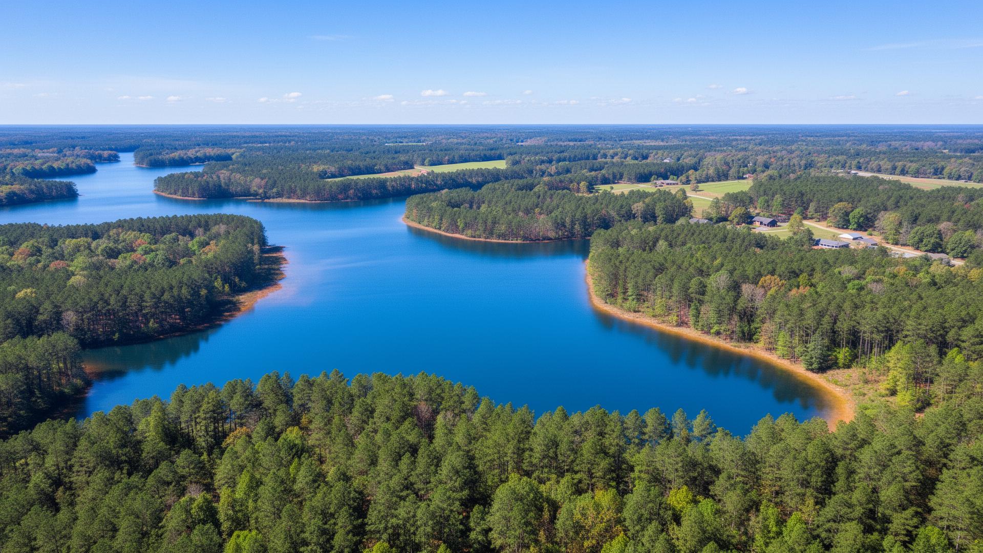 Lake Martin and forested land in Tallapoosa County Alabama