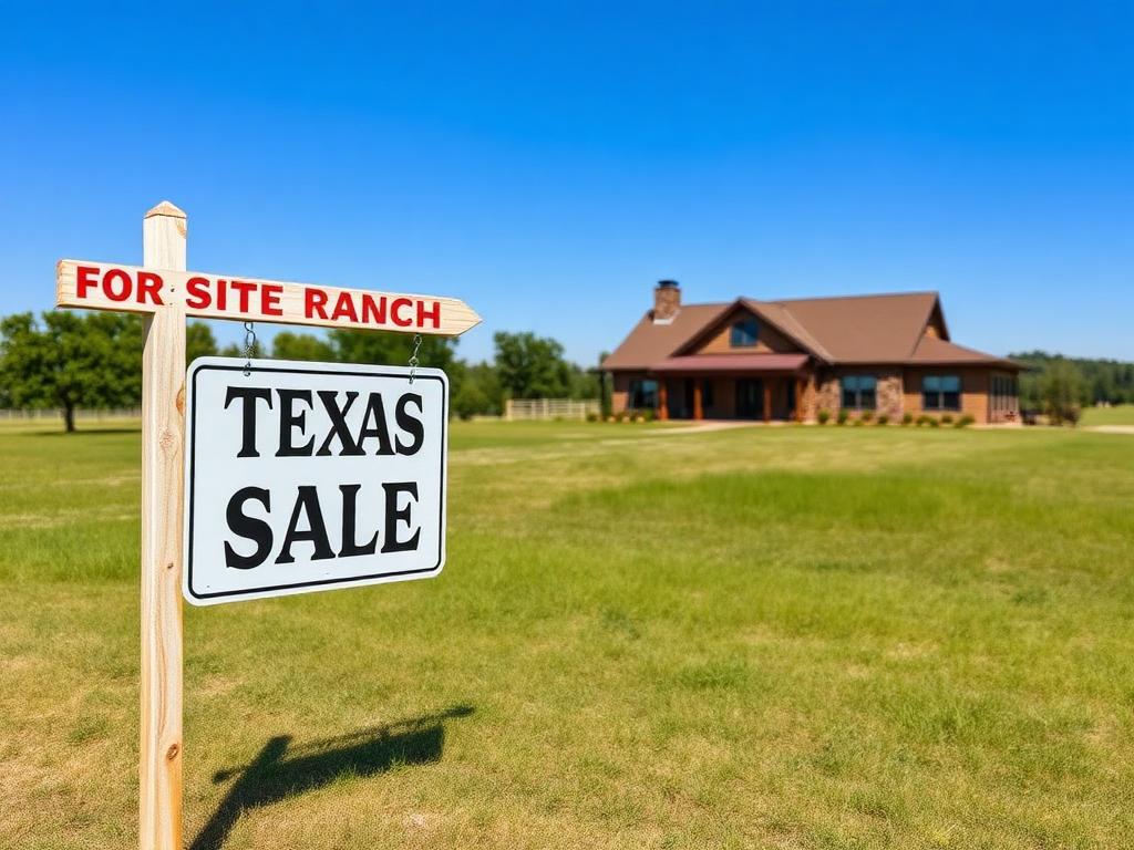 Texas ranch property for sale with professional signage