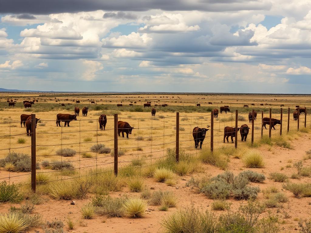 Texas ranch property with cattle and fencing