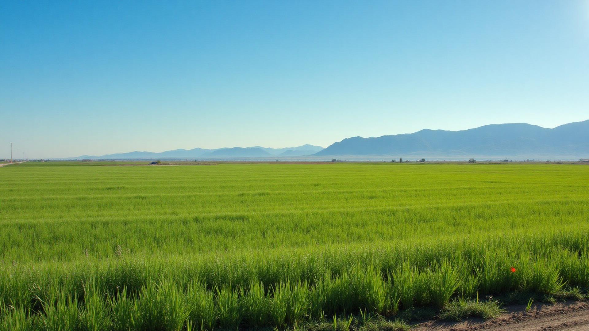 Tulare County California farmland with mountains