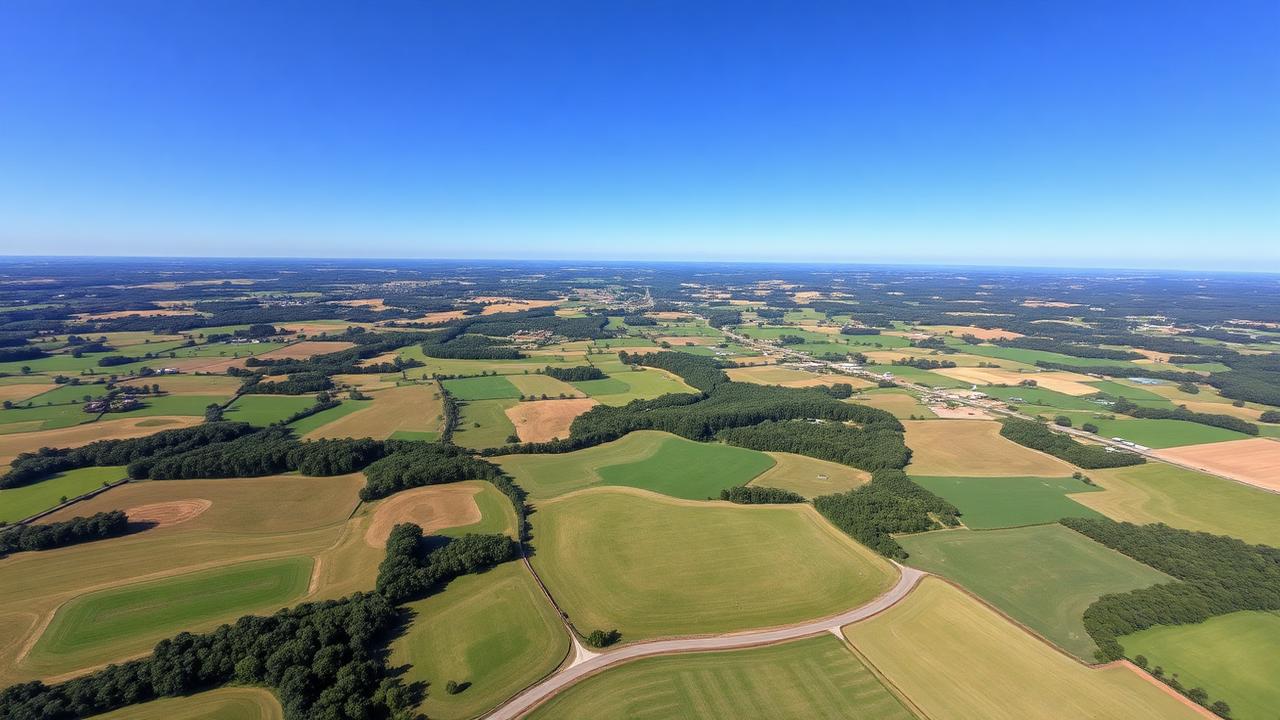 Rolling farmland in Union County, North Carolina