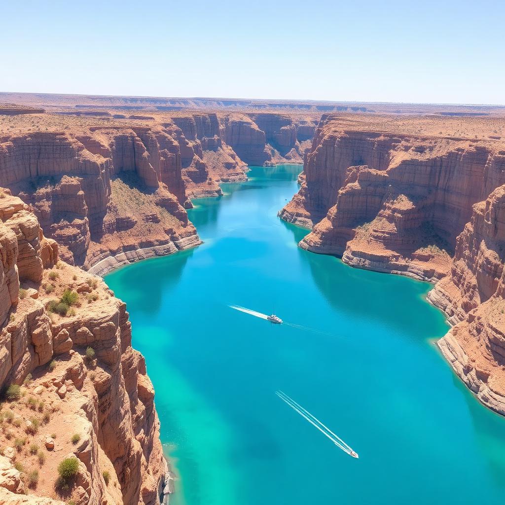 Amistad Reservoir surrounded by limestone canyons