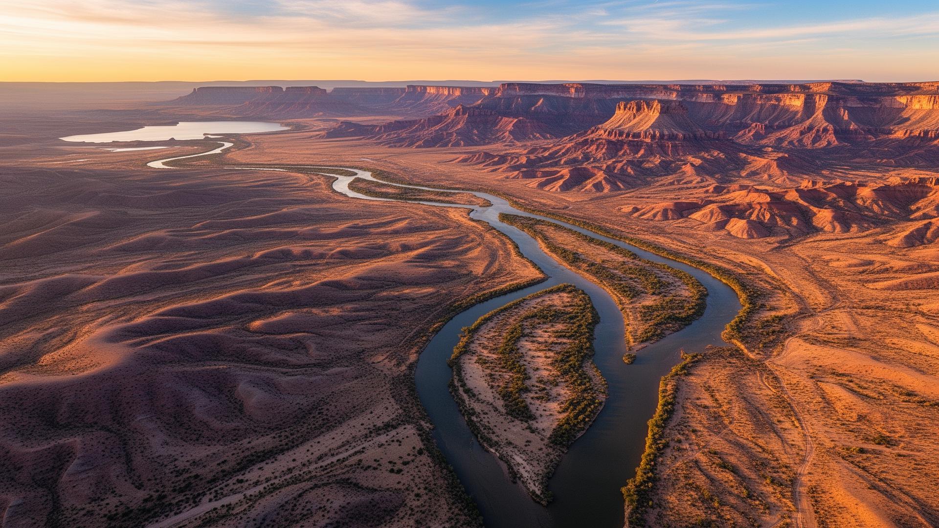 Val Verde County Texas landscape with Rio Grande and canyon country
