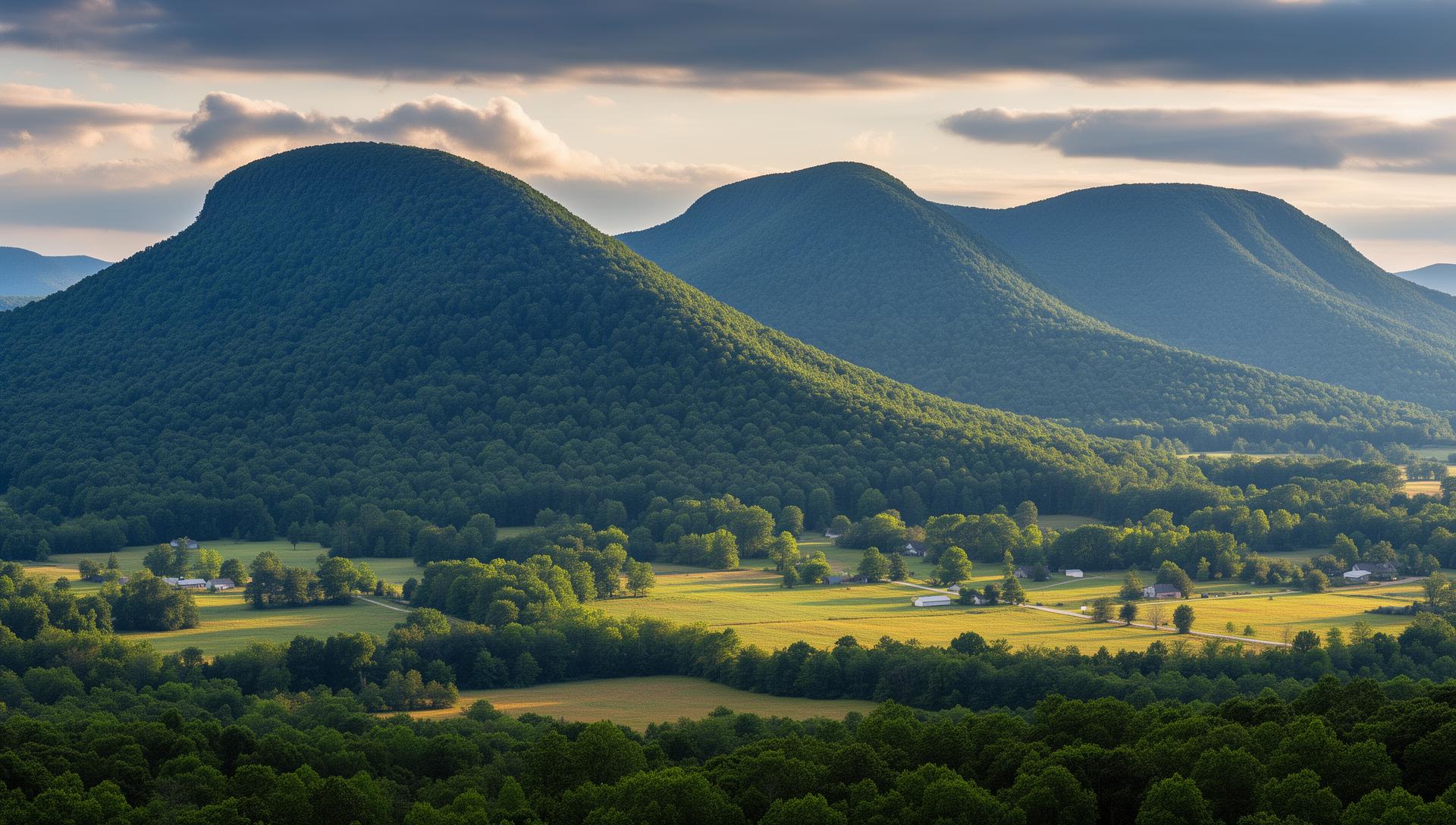 Lookout Mountain and farmland in Walker County, Georgia
