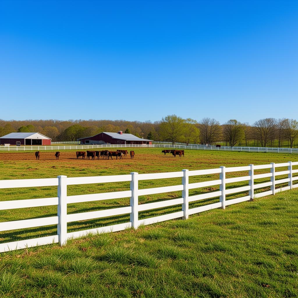 Tennessee farmland with white fence and cattle in Washington County
