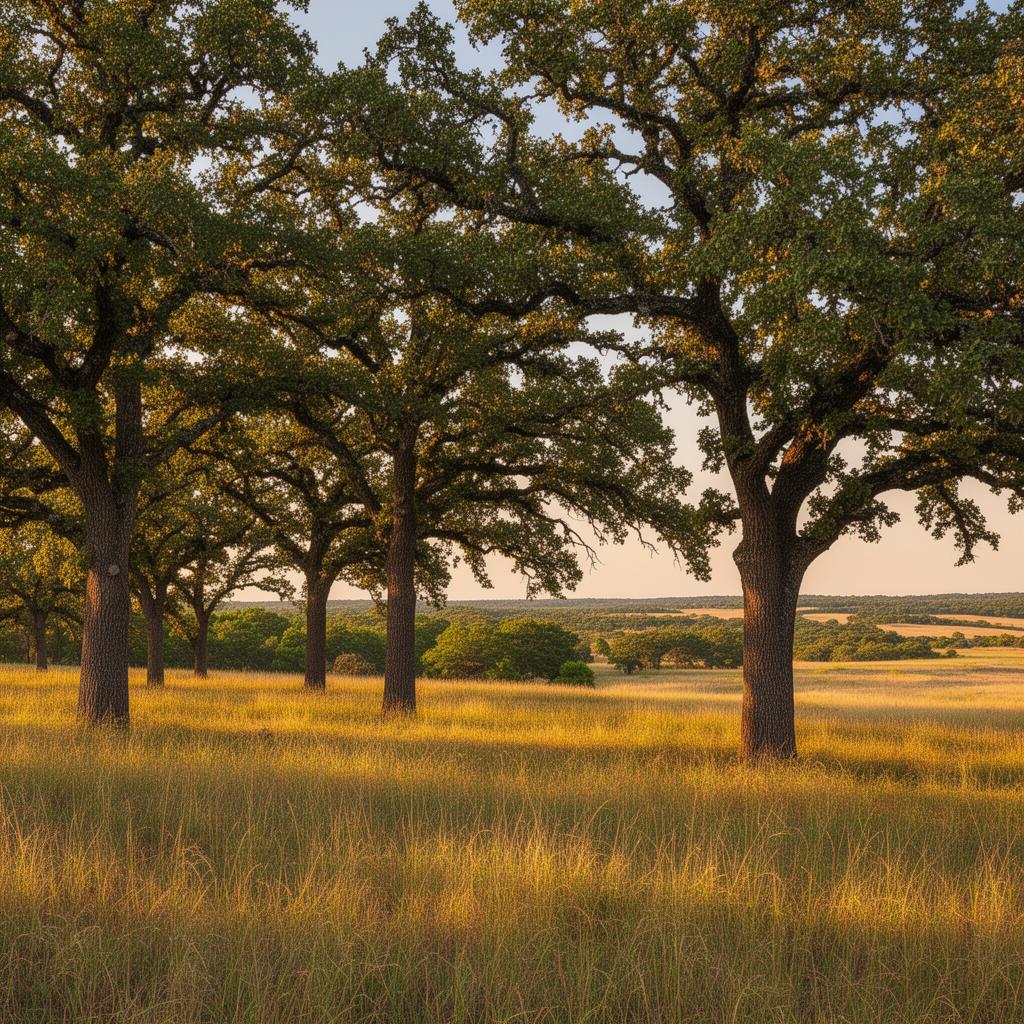 Scenic Oklahoma wooded area with oak trees in Washington County