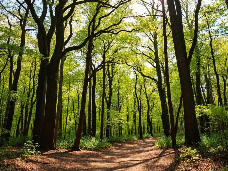 Hiking trail through Tennessee hardwood forest