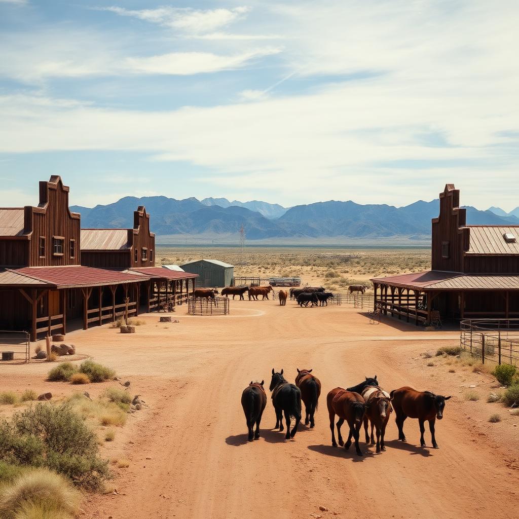 Y Bar O Ranch headquarters with mountain backdrop