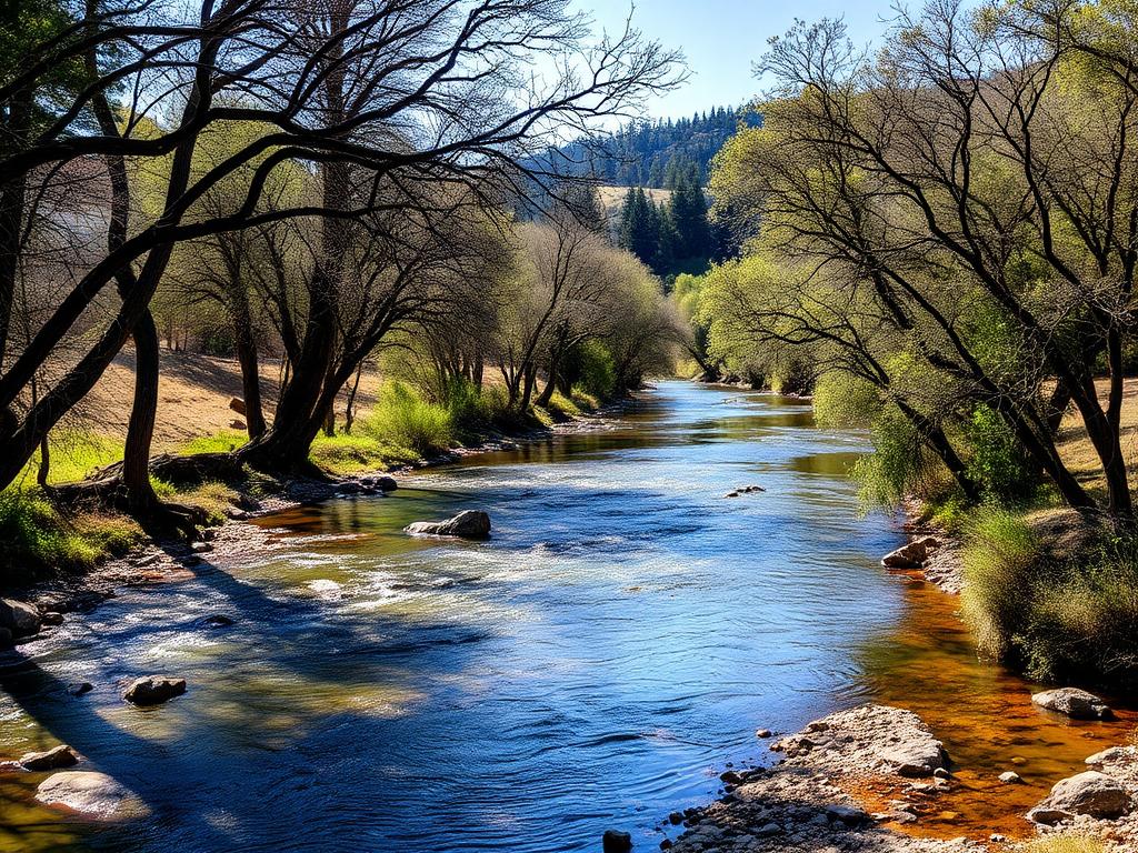 Riverfront property along the Yuba River in California