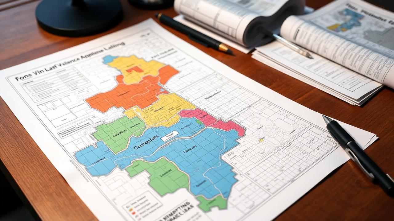 Professional zoning map and variance application documents